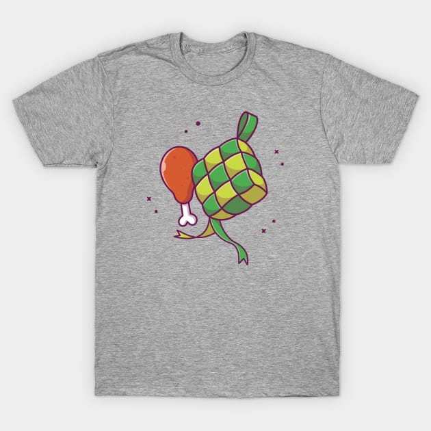 Ketupat With Fried Chicken Cartoon T-Shirt by Catalyst Labs